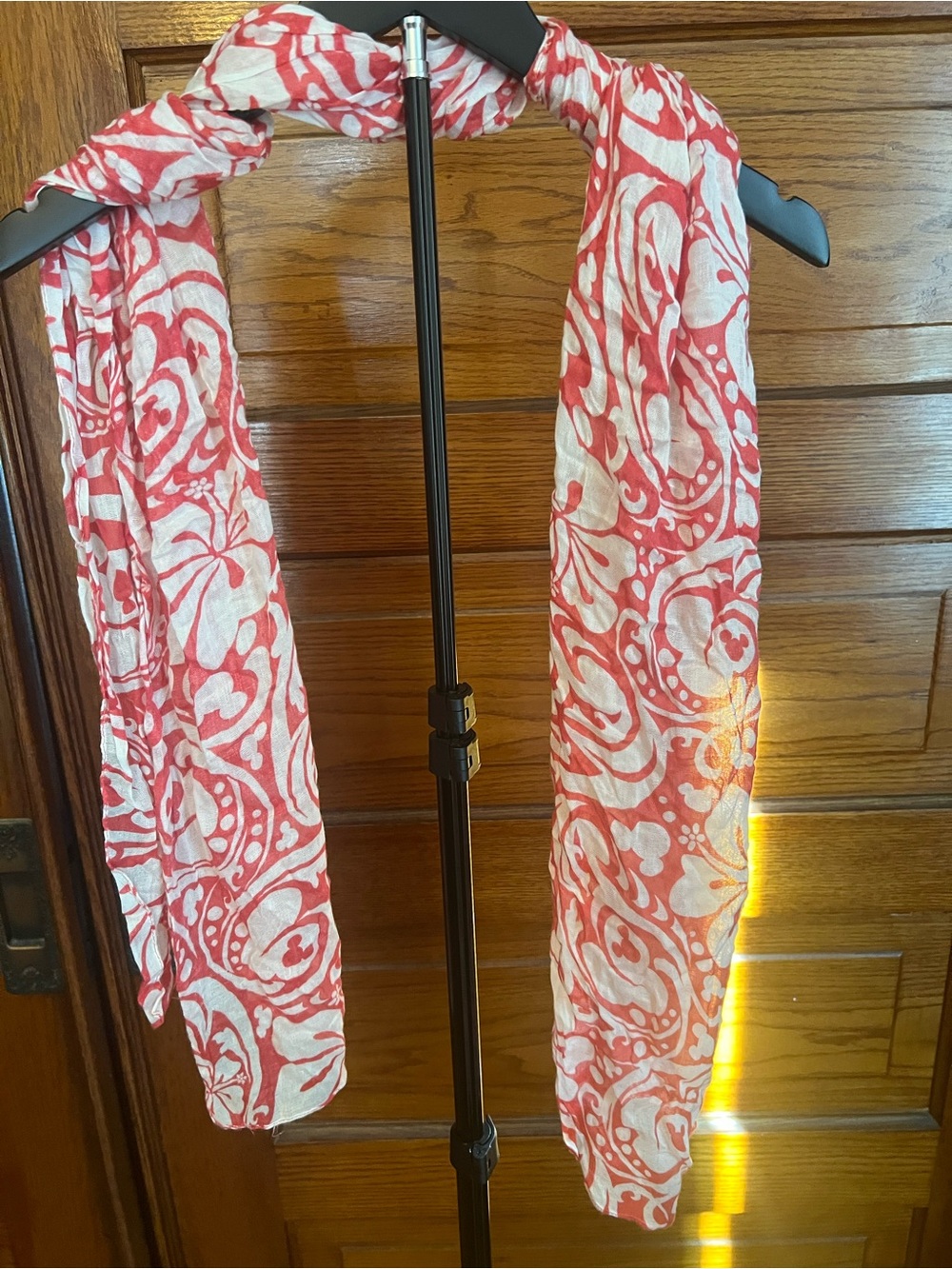 Lightweight Red and White Hawaiian Mickey Paisley Scarf